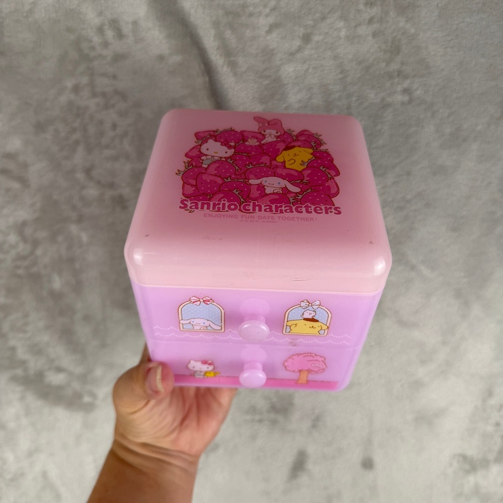 Sanrio Characters Pink Strawberry Mini Jewelry Box 2 Drawers Hello Kitty Kawaii